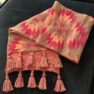 Plush Patterned Scarf with Tassels